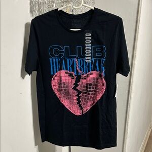 Club Heartbreak Black Tee with Pink Graphic